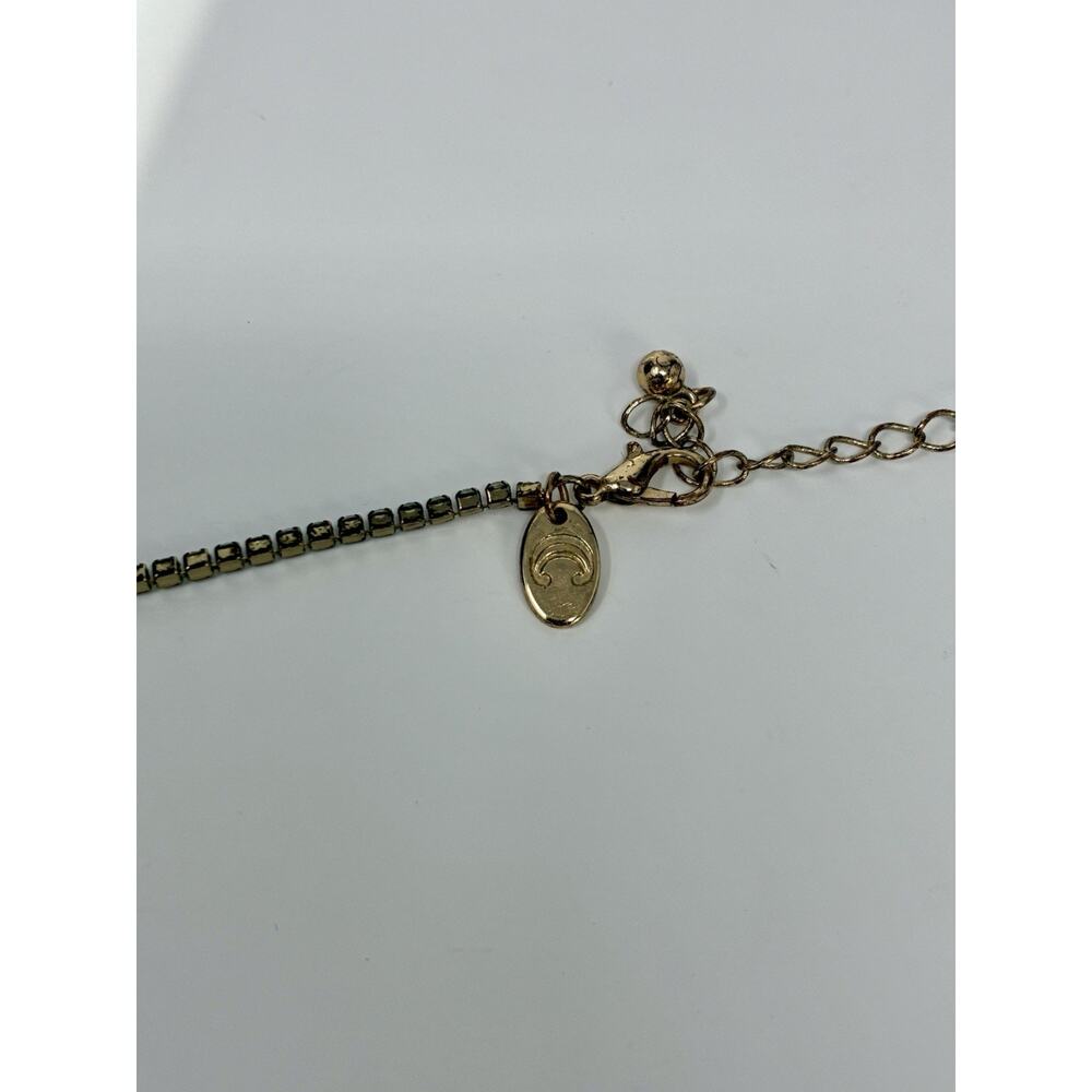 Charming Charlie Rhinestone Pendant Bib Choker Chain Necklace Gold Tone - Picture 5 of 8